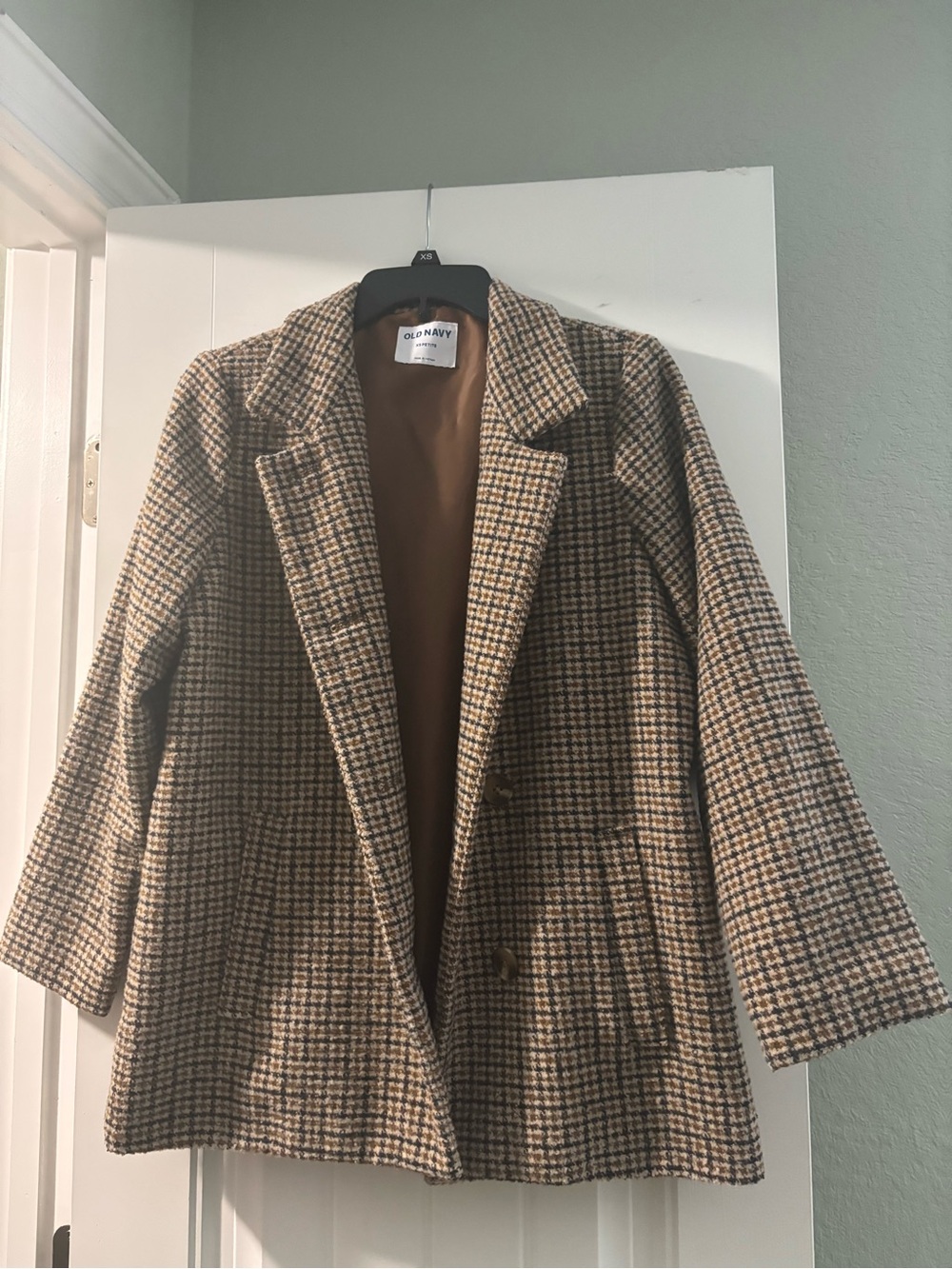 Old Navy Women's Brown Plaid Blazer Jacket